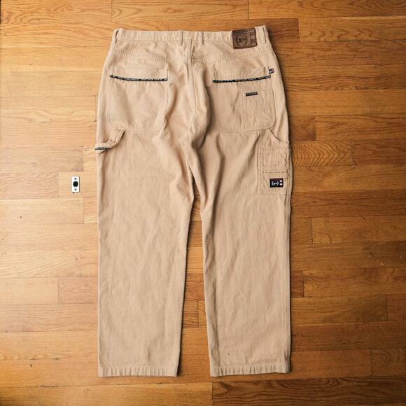 VTG Phat Farm Jeans Men 40x34 Khaki Carpenter Denim Baggy Wide Leg Hip-Hop Skate - Picture 4 of 6